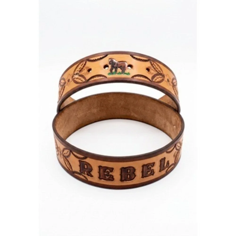 Tooled Leather Horse Rebel Belt Mens 40 Brown Western Cowboy Rodeo Equestrian